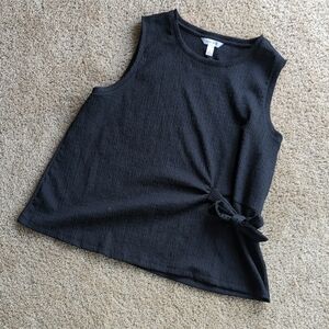 Sleeveless Black Top with Side Tie